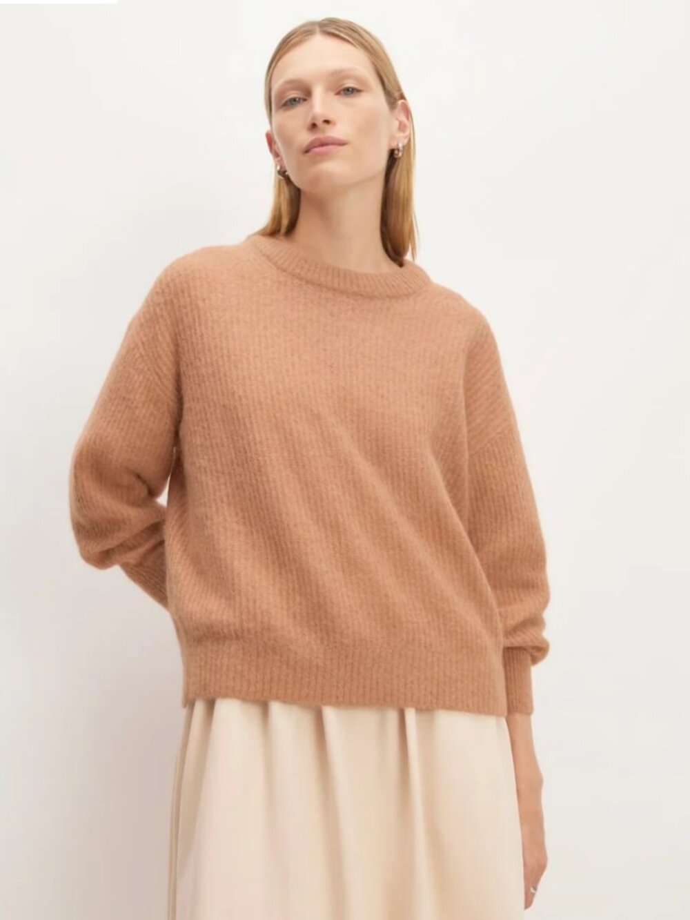 Everlane The Cocoon Crewneck Alpaca Merino Wool Casual Fall Warm Taupe XXS